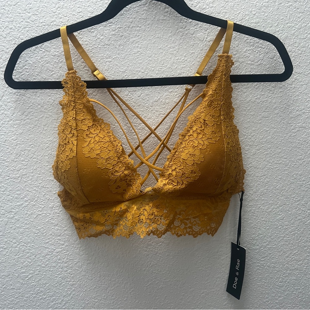 Doe & Rae NWT Mustard Yellow Strappy Bralette one size